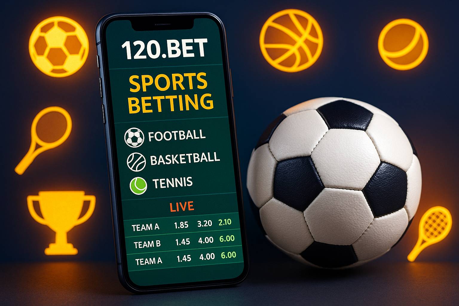 Aposte em apostas esportivas no cassino online 120.BET